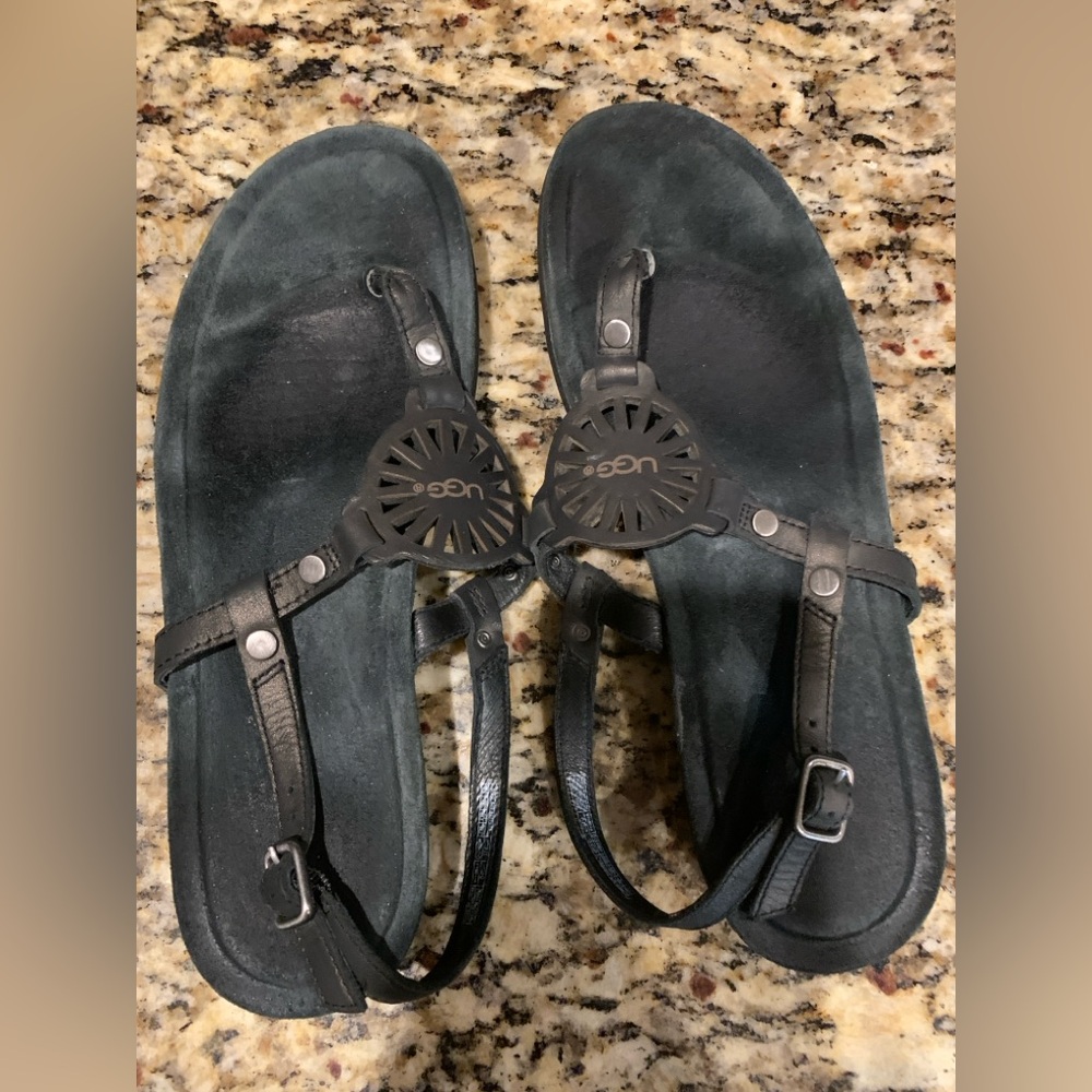 UGG BLACK SUEDE Thong Sandals 71/2